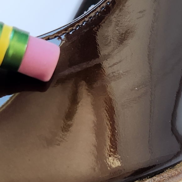 Stuart Weitzman Brown Patent Leather Slingback Heels Woven Block Heel Bows 9.5 M - Picture 14 of 15